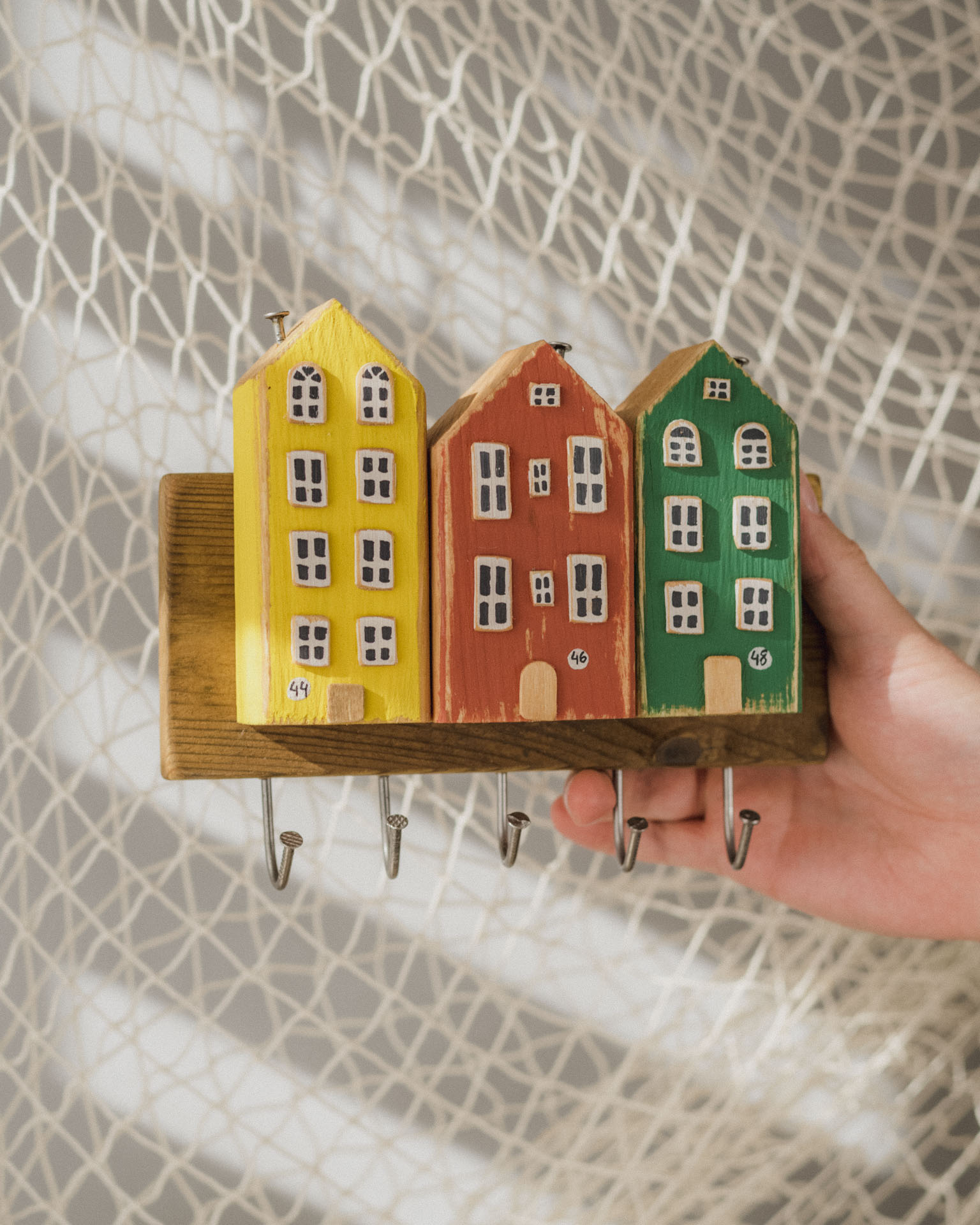 Wieszak na Klucze z Domkami Żółty - obrazek 3