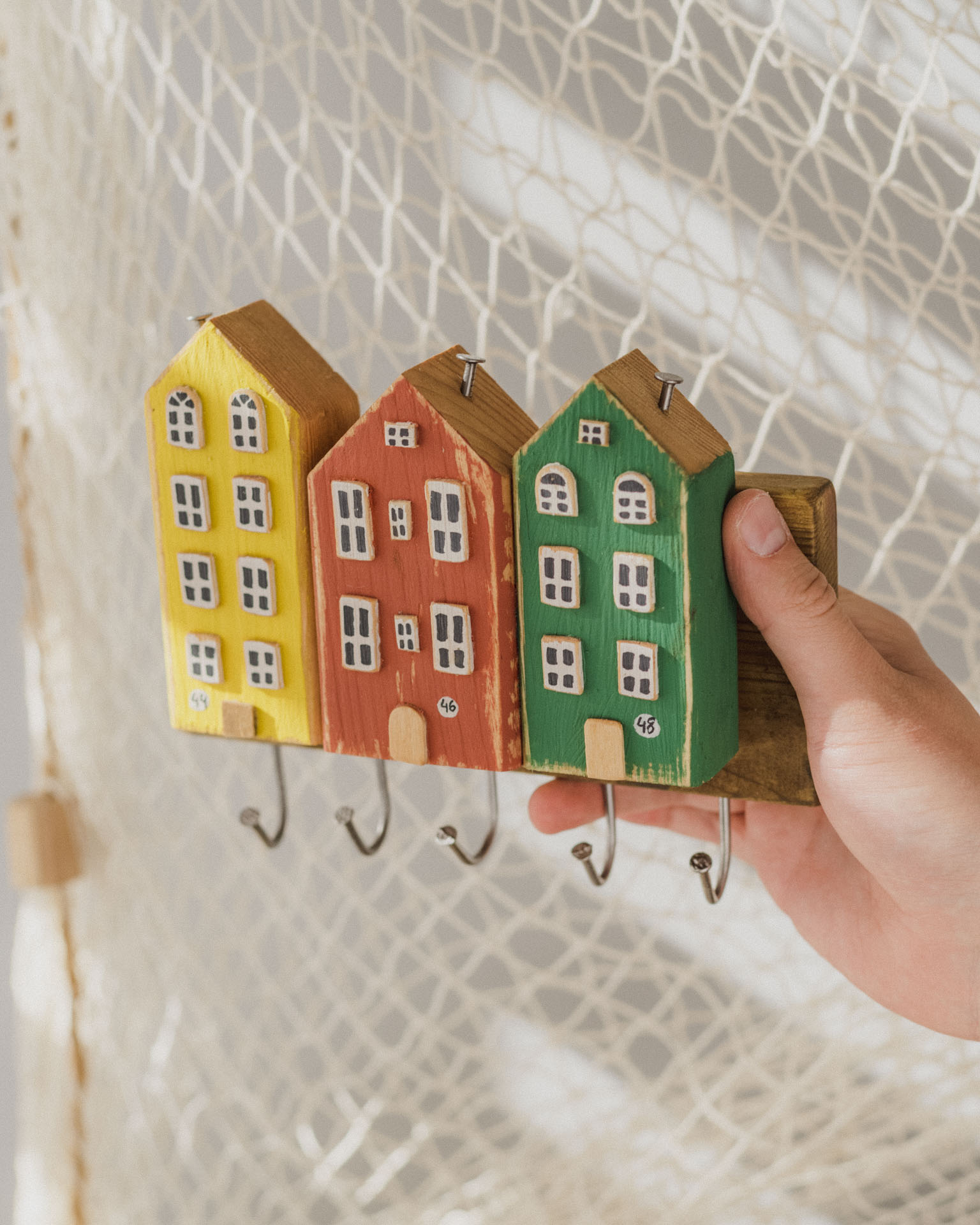 Wieszak na Klucze z Domkami Żółty - obrazek 2