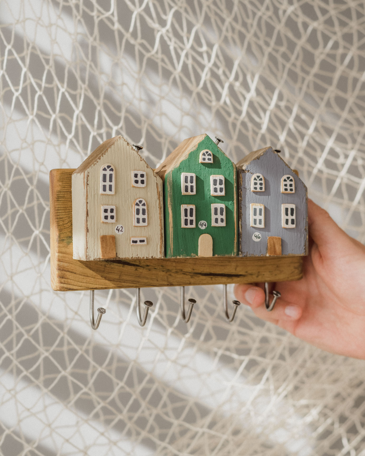 Wieszak na Klucze z Domkami Zielony - obrazek 2