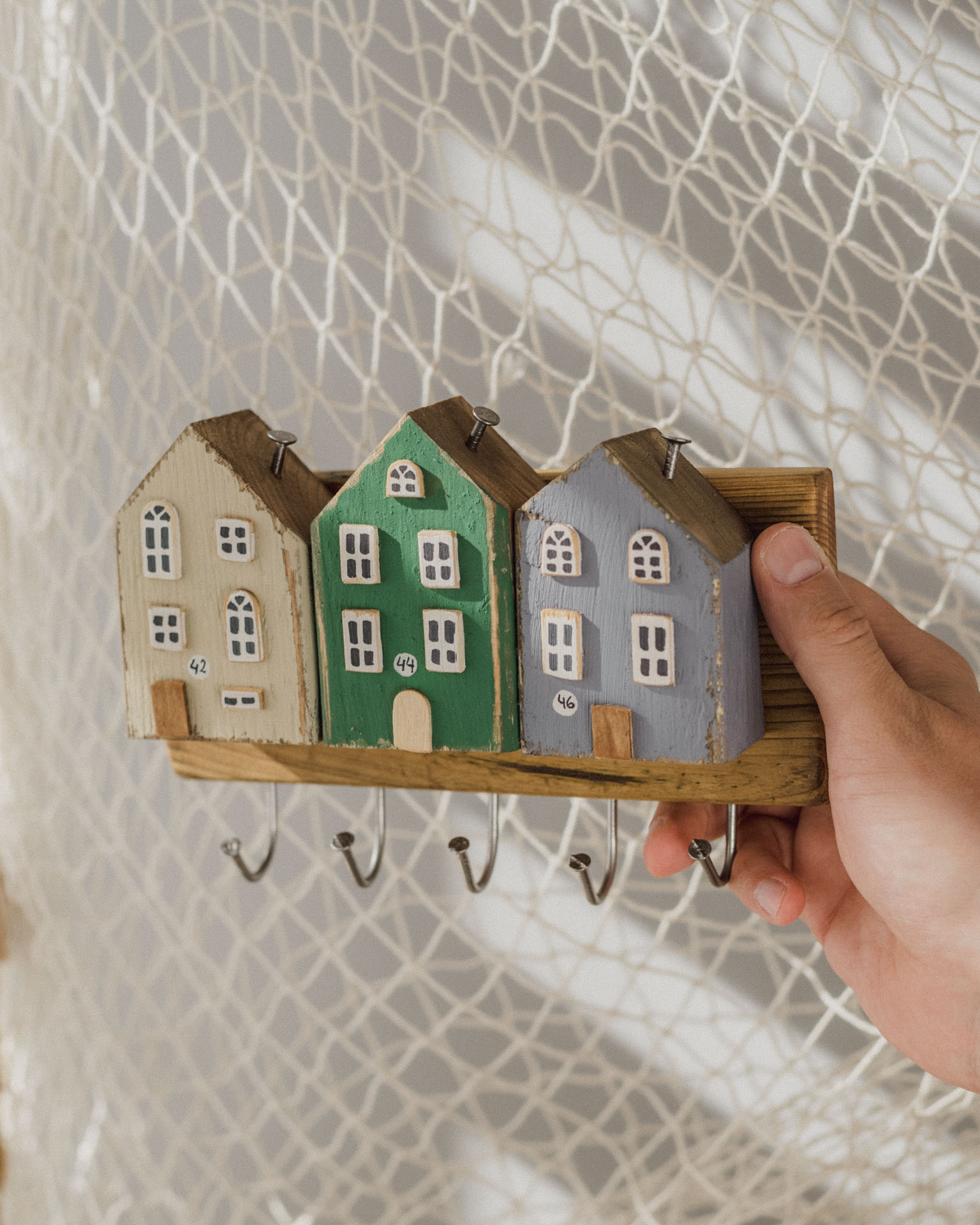 Wieszak na Klucze z Domkami Zielony - obrazek 3
